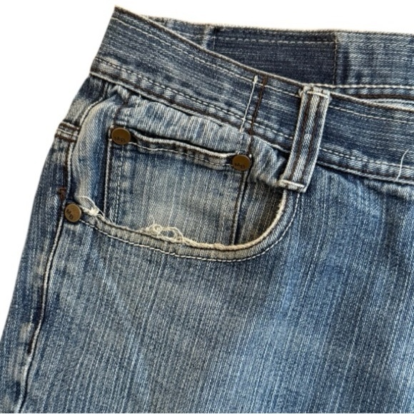 Makaveli Branded Blue Jeans Size 38 Y2K Distressed Wide Leg Denim Tupac 2Pac - Picture 4 of 8